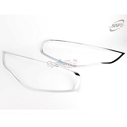  KD SAFE K-967 Chrome Silver Exterior Front Head Lamp Light Cover Molding Guard Trim for Kia Rondo / Carens 2013+