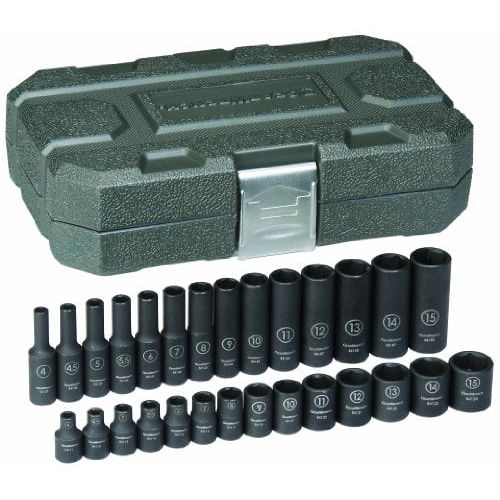  GearWrench 84901 28-Piece Metric 14 in. Drive StandardDeep Impact Socket Set