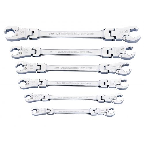  GearWrench 6 Piece Ratcheting Flex Flare Nut Wrench Set- Metric