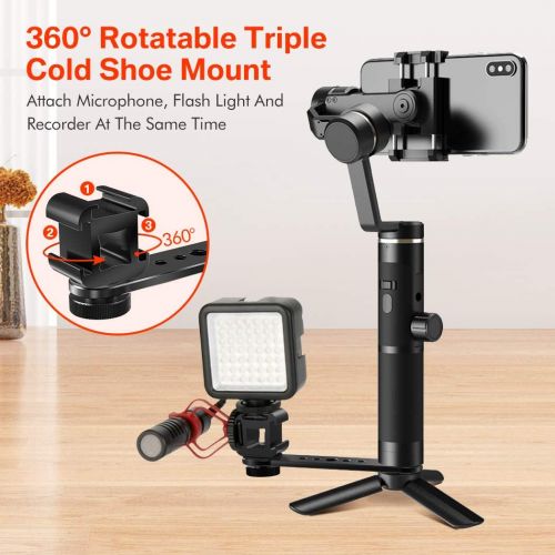  [아마존베스트]Triple Cold Shoe Extension Bar, KDD Microphone Mount Extension Bar Bracket with 1/4 3/8 Adapter Compatible for GoPro, Gimbal, Tripod, Monopod OSMO Zhiyun Feiyu Stabilizer