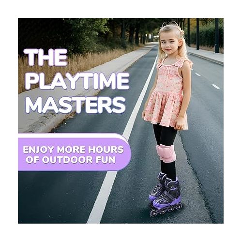  Inline Skates for Kids,Adjustable Roller Skates with 4 Illuminating Pu Wheels,Outdoors Indoors Roller Skates for Boys Girls Beginners