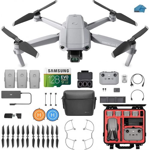 디제이아이 KDJ DJI Mavic Air 2 Fly More Combo - Drone Quadcopter UAV with 48MP Camera, 3 batteries, Case, 128gb SD Card, Lens Filters, Landing pad Kit with Must Have Accessories