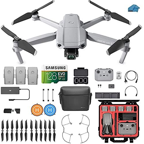 디제이아이 KDJ DJI Mavic Air 2 Fly More Combo - Drone Quadcopter UAV with 48MP Camera, 3 batteries, Case, 128gb SD Card, Lens Filters, Landing pad Kit with Must Have Accessories