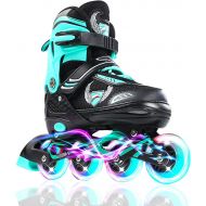 KDJ Adjustable Inline Skates, Roller Blades for Girls, Roller Blades for Boys : Roller Skates with 8 Illuminating Pu Wheels, Outdoors Indoors High Performance Roller Blades for Kids Wo