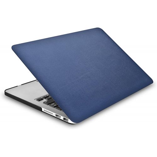  [아마존베스트]KECC Laptop Case for MacBook Air 13 Retina (2020/2019/2018, Touch ID) Italian Leather Hard Shell Cover A2337 M1 A2179 A1932 (Navy Blue Leather)