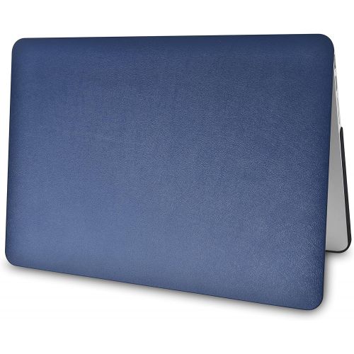  [아마존베스트]KECC Laptop Case for MacBook Air 13 Retina (2020/2019/2018, Touch ID) Italian Leather Hard Shell Cover A2337 M1 A2179 A1932 (Navy Blue Leather)