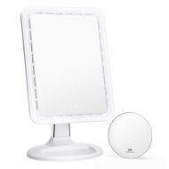 KEDSUM 16.5-Inch Bigger Lighted Makeup Mirror with Fan, 3 Levels Wind, Magnifying Vanity Mirror with Adjustable Warm and Cold LED Lights, 10x Detachable Spot Mirror, Free Rotation,