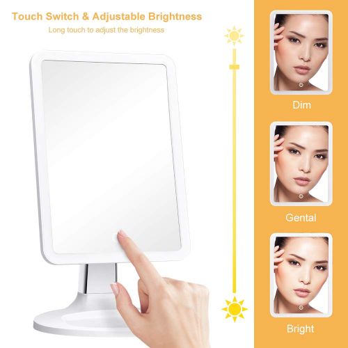  KEDSUM 16.5-Inch Bigger Lighted Makeup Mirror with Fan, 3 Levels Wind, Magnifying Vanity Mirror with Adjustable Warm and Cold LED Lights, 10x Detachable Spot Mirror, Free Rotation,