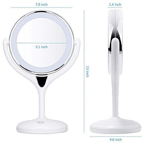  KEDSUM 7.9 Inch Double Sided 1X/10X LED Lighted Makeup Mirror, Dimmable Tabletop Vanity Mirror,...