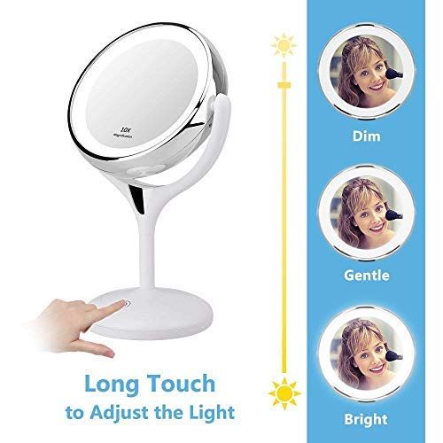  KEDSUM 7.9 Inch Double Sided 1X/10X LED Lighted Makeup Mirror, Dimmable Tabletop Vanity Mirror,...