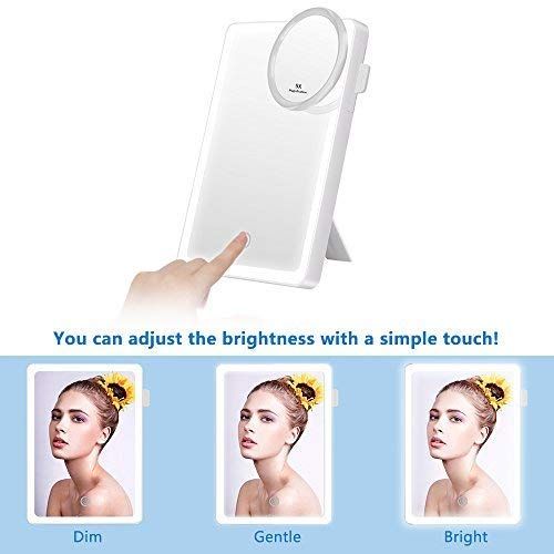  [Upgraded] KEDSUM LED Lighted Makeup Mirror with 4 LED Tape-lights, 7 x 9.8 Larger Vanity Mirror with...