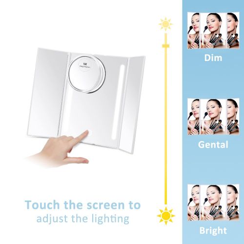  [Upgraded] KEDSUM LED Lighted Makeup Mirror with 4 LED Tape-lights, 7 x 9.8 Larger Vanity Mirror with...