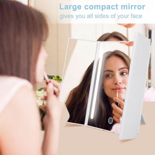  [Upgraded] KEDSUM LED Lighted Makeup Mirror with 4 LED Tape-lights, 7 x 9.8 Larger Vanity Mirror with...