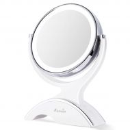 1X/10X Magnifying Double Side Lighted Makeup Mirror, KEDSUM Regular/Magnifying Mirror with lights, Battery Powered, 360°Rotation for Countertop Vanity Makeup, with 3 Free Batteries