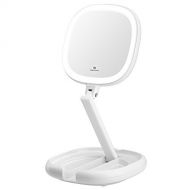 KEDSUM 1X/7X Double Sided LED Lighted Folding Makeup Mirror, Tabletop Dimmable Travel Mirror with...