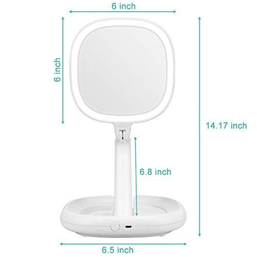  KEDSUM 1X/7X Double Sided LED Lighted Folding Makeup Mirror, Tabletop Dimmable Travel Mirror with...