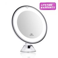 KEDSUM 6.8 10x Magnifying LED Lighted Makeup Mirror,Bathroom Vanity Mirror with Strong Suction Cup,Rotates 360 Degrees,Daylight Color,Battery Operated