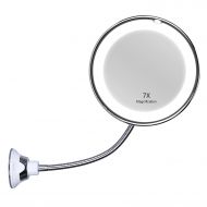KEDSUM Flexible Gooseneck 6.8 7x Magnifying LED Lighted Makeup Mirror,Bathroom Vanity Mirror with Strong Suction Cup, 360 Degree Swivel,Daylight,Battery Operated,Cordless & Compact