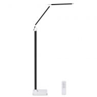 KEDSUM Dimmable Eye-Care LED Floor Lamp with Remote Control Switch [12W, 5 Lighting Modes,5 Level Dimmers,Touch-Sensitive Panel,Piano Black ]