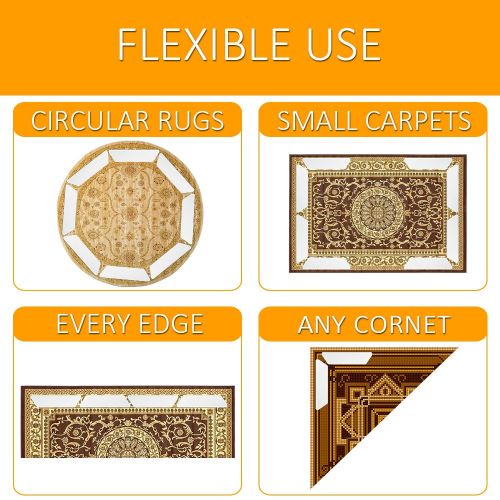  KEEGH Anti Curling Rug Grippers 16 pcs,Non Slip Rug Pads for Carpet, Rug Edge Gripper for Kitchen Bathroom,Reusable Removable Renewable (White)