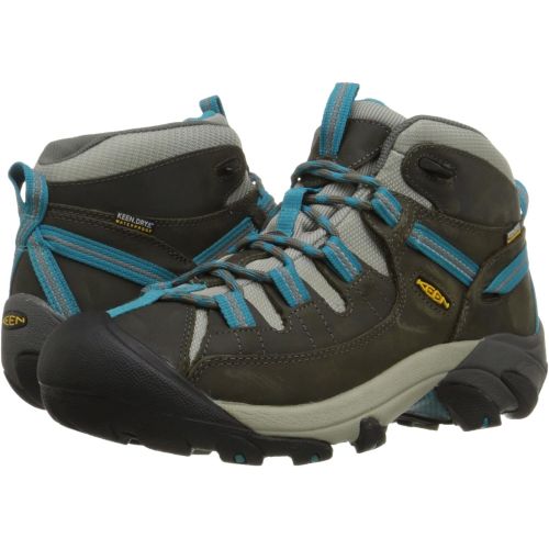  KEEN Womens Targhee II Mid Waterproof Hiking Boot,Gargoyle/Caribbean Sea,5.5 M US