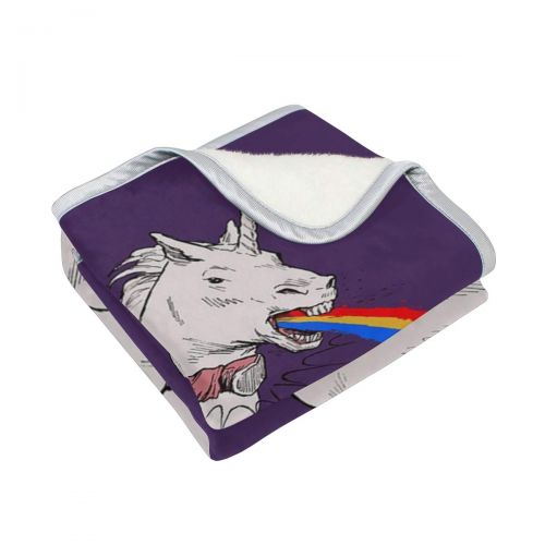  KEEPDIY Funny Unicorn Puking Rainbows Blanket-Warm,Lightweight,Soft,Pet-Friendly,Throw for Home Bed,Sofa &Dorm 60 x 50 Inch