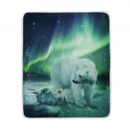 KEEPDIY Northern Lights Polar Bear Blanket-Warm,Lightweight,Soft,Pet-Friendly,Throw for Home Bed,Sofa &Dorm 60 x 50 Inch