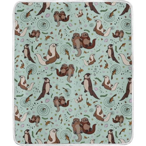  KEEPDIY Happy Sea Otter Printed Blanket-Warm,Lightweight,Soft,Pet-Friendly,Throw for Home Bed,Sofa &Dorm 60 x 50 Inch