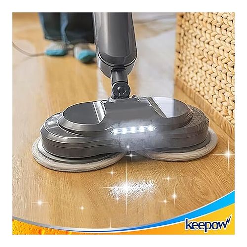  KEEPOW Spinwave Mop Pads Compatible with Bissell SpinWave SmartSteam Scrubbing Steam Mop 3897A 3712C 3712W, Rotating Mop Replacement Pads (4 Pack)