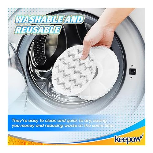  KEEPOW Spinwave Mop Pads Compatible with Bissell SpinWave SmartSteam Scrubbing Steam Mop 3897A 3712C 3712W, Rotating Mop Replacement Pads (4 Pack)