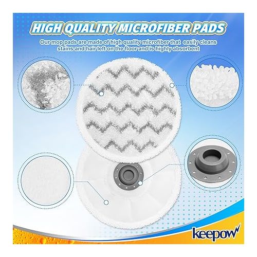  KEEPOW Spinwave Mop Pads Compatible with Bissell SpinWave SmartSteam Scrubbing Steam Mop 3897A 3712C 3712W, Rotating Mop Replacement Pads (4 Pack)