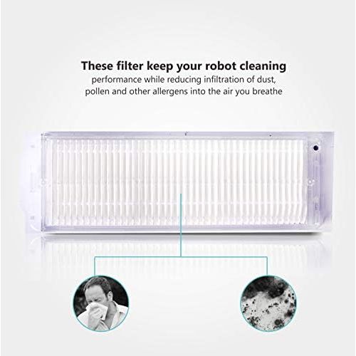  [아마존베스트]KEEPOW Pack of 19 accessories for Xiaomi Mi Robot Vacuum Mop Pro Robot Vacuum Robot Replacement Parts, 12 side brushes + 6 HEPA filters + 1 small brush, special package