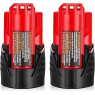 2 Pack 3000mAh M12 Replacement Battery for Milwaukee M12 Battery, Compatible with Milwaukee M12 XC Cordless Power Tools Replace for 48-11-2401, 48-11-2402, 48-11-2440, 48-11-2411