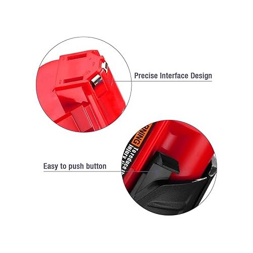  2 Pack 3000mAh M12 Replacement Battery for Milwaukee M12 Battery, Compatible with Milwaukee M12 XC Cordless Power Tools Replace for 48-11-2401, 48-11-2402, 48-11-2440, 48-11-2411