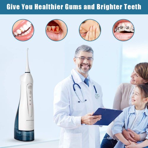  [아마존 핫딜] KEEPTOP Cordless Water Flosser Dental Oral Irrigator, Portable Teeth Cleaner with 310ml Capacity 3 Modes 4 Jet Tips, USB Rechargeable, IPX7 Waterproof, Perfect for Teeth/Braces Care