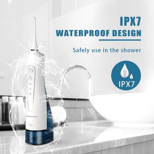  [아마존 핫딜] KEEPTOP Cordless Water Flosser Dental Oral Irrigator, Portable Teeth Cleaner with 310ml Capacity 3 Modes 4 Jet Tips, USB Rechargeable, IPX7 Waterproof, Perfect for Teeth/Braces Care