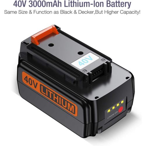  KEEPTOP Upgraded 3000mAh 40 Volt MAX Replacement Battery for Black and Decker 40V Battery LBX2040 LBXR36 LSW36 LBXR2036 LBX2 LST540 LCS1240 LBX1540 Compatible with Black Decker 40-Volt Lit