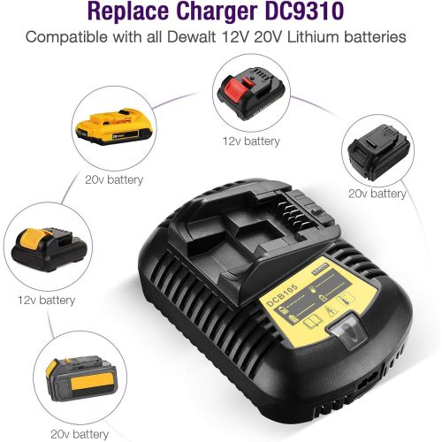  KEEPTOP 20V Battery and Charger Compatible with 20 Volt Power Tool, DCB205 DCB204 20V Lithium Battery + 4.5A Output Charger for 12V/20V Battery