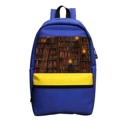  KEITH WRIGHT Kids School Backpack Vintage Bookshelf School Bag Lightweight Bookbag Durable Daypack