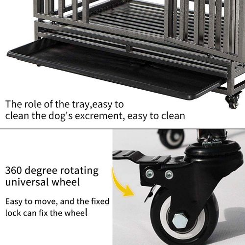  KELIXU Heavy Duty Dog Crate Large Dog cage Dog Kennels and Crates for Large Dogs Indoor Outdoor with Double Doors, Locks and Lockable Wheels