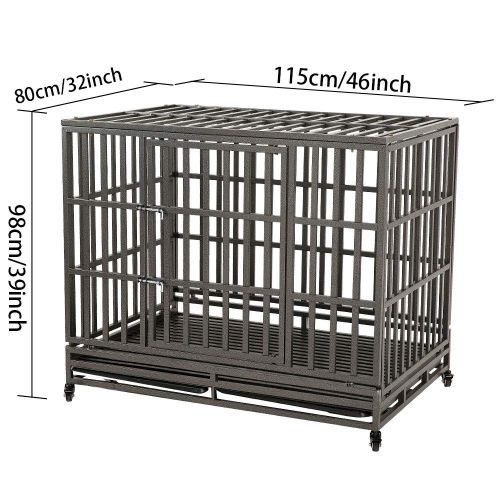  KELIXU Heavy Duty Dog Crate Large Dog cage Dog Kennels and Crates for Large Dogs Indoor Outdoor with Double Doors, Locks and Lockable Wheels