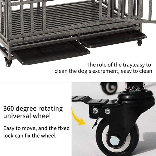  KELIXU Heavy Duty Dog Crate Large Dog cage Dog Kennels and Crates for Large Dogs Indoor Outdoor with Double Doors, Locks and Lockable Wheels