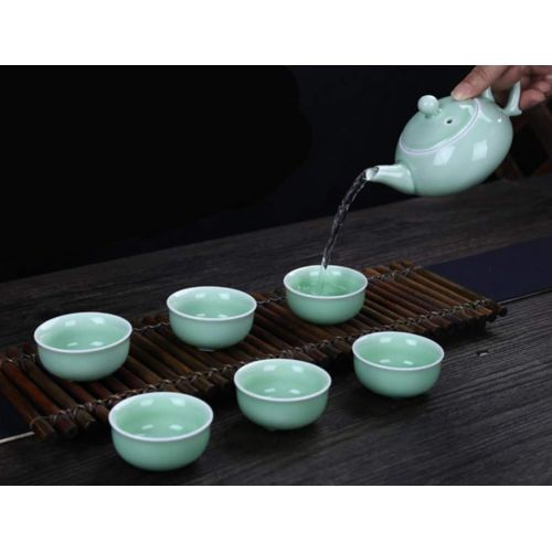  KEMANDUO Tassen set Health Tea Set Hochwertiges Porzellan glatte Oberflache 7-teiliges Set - Teekanne Porzellan Fuer Geschenk Und Haushalts,Buero