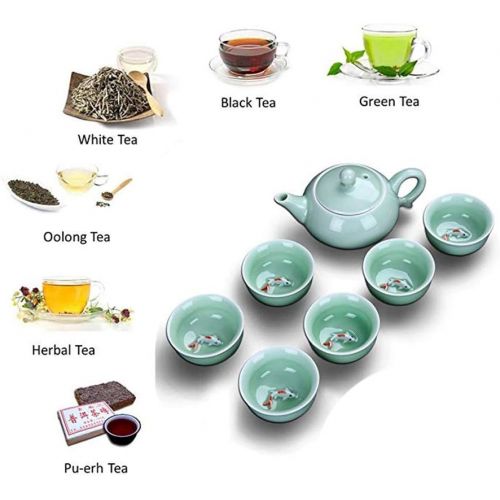  KEMANDUO Tassen set Health Tea Set Hochwertiges Porzellan glatte Oberflache 7-teiliges Set - Teekanne Porzellan Fuer Geschenk Und Haushalts,Buero