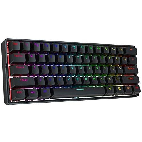  KEMOVE Shadow Wired/Wireless 60% Mechanical Gaming Keyboard,Hot Swappable Keyboard RGB Backlit PBT Keycaps Full Keys Programmable - 3000mAh Battery (Gateron Yellow Switch)