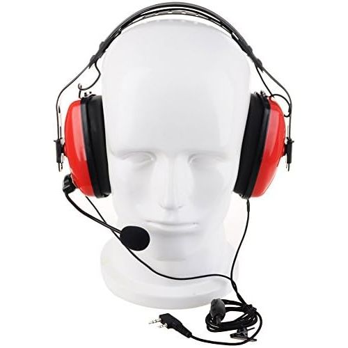  KENMAX 2 Pin Noise canceling Headset Headphone with PTT Mic for Walkie Talkie Kenwood Puxing Wouxun Baofeng (Red)