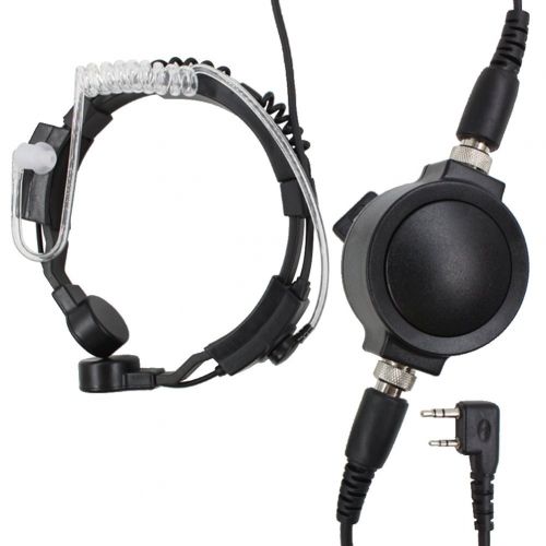  KENMAX Military Tactical IP54 Waterproof Big PTT Telescopic Throat Mic Earpiece Headset for Walkie Talkie CB Ham Radio Baofeng UV-89 BF-388A Kenwood TK-2400V4P TK-3402I16P