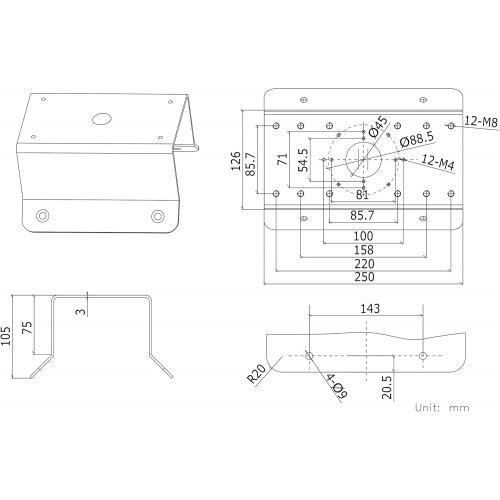  KENUCO cm DS-1276ZJ Universal Corner Bracket for Most Hikvision Wall Mounts and Cameras - 10 Pack