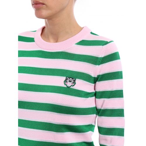 겐조 Kenzo Pink and green striped sweater