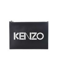 Kenzo Logo lettering leather zip pouch